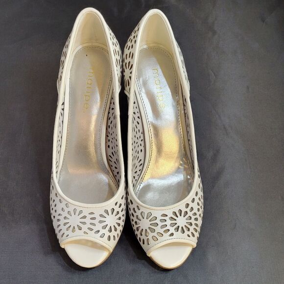 BRAND NEW MARIPE HIGH HEEL STILETTOS PEEP TOE LEATHER SLIP-ON CUTOUT DESIGN SHOE - Picture 3 of 15